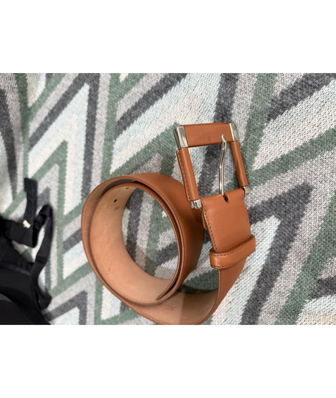 LORO PIANA Коричневый кожаный ремень, фото 4