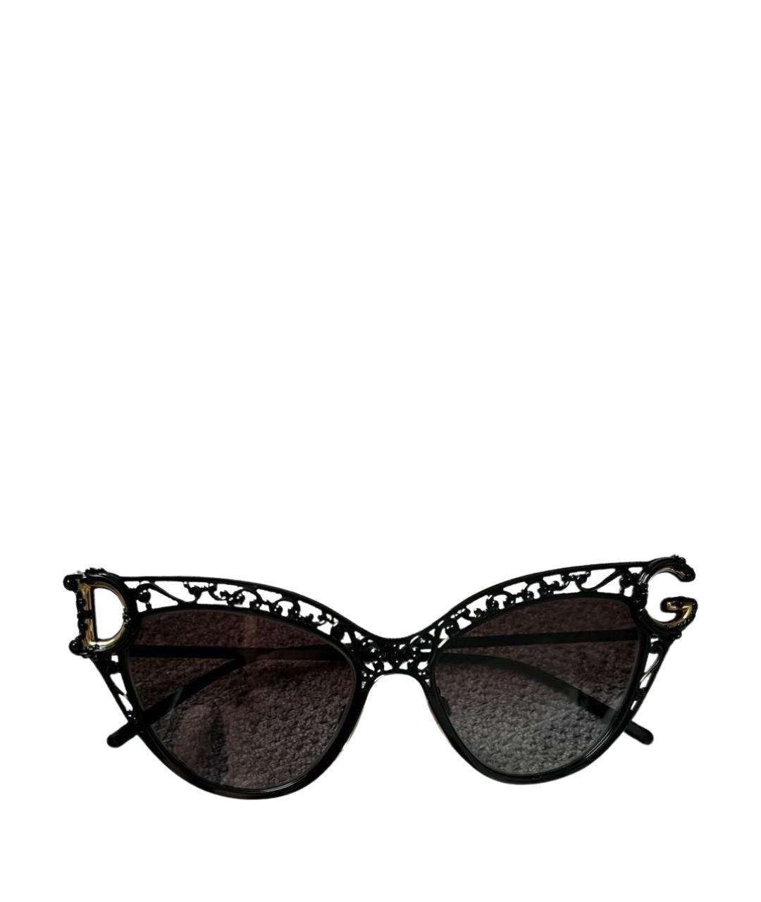 DOLCE&GABBANA Черные металлические солнцезащитные очки, фото 1