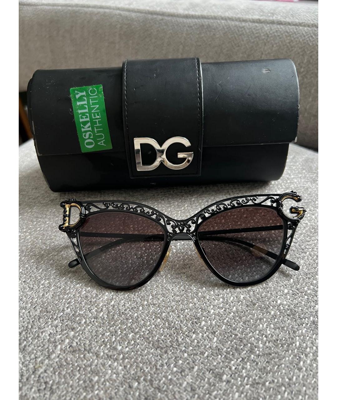 DOLCE&GABBANA Черные металлические солнцезащитные очки, фото 4