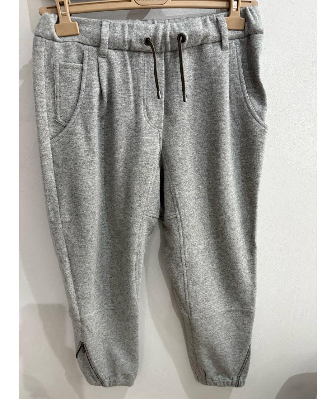 BRUNELLO CUCINELLI Серые шерстяные бриджи, фото 5