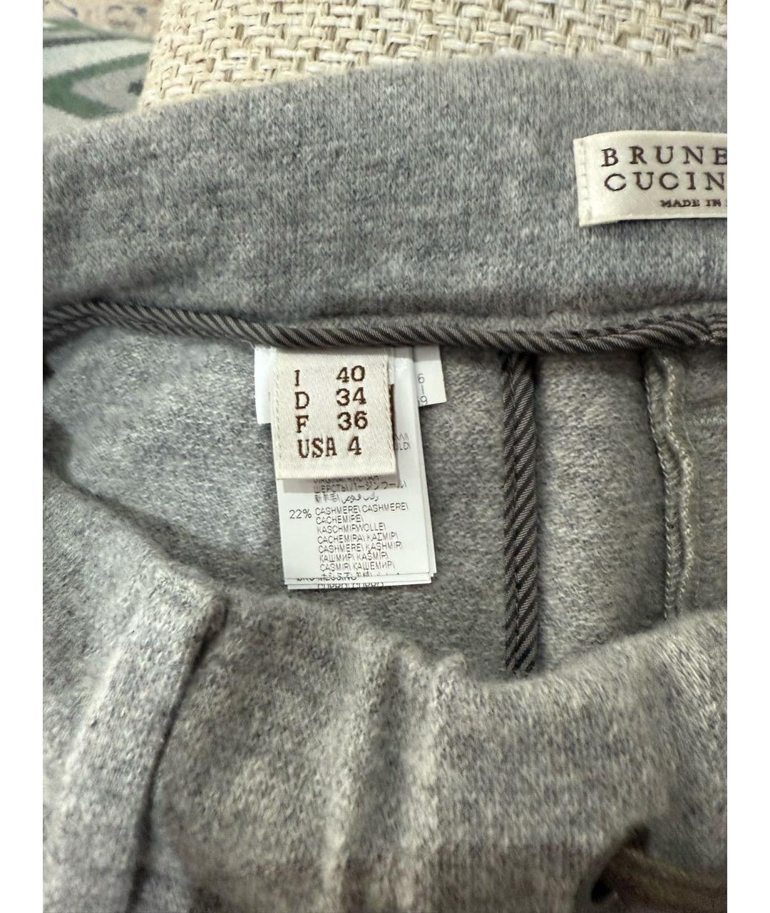 BRUNELLO CUCINELLI Серые шерстяные бриджи, фото 4