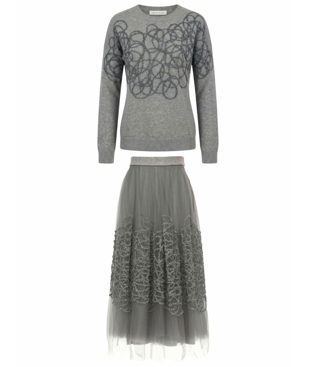 FABIANA FILIPPI Серый кашемировый костюм с юбками, фото 1