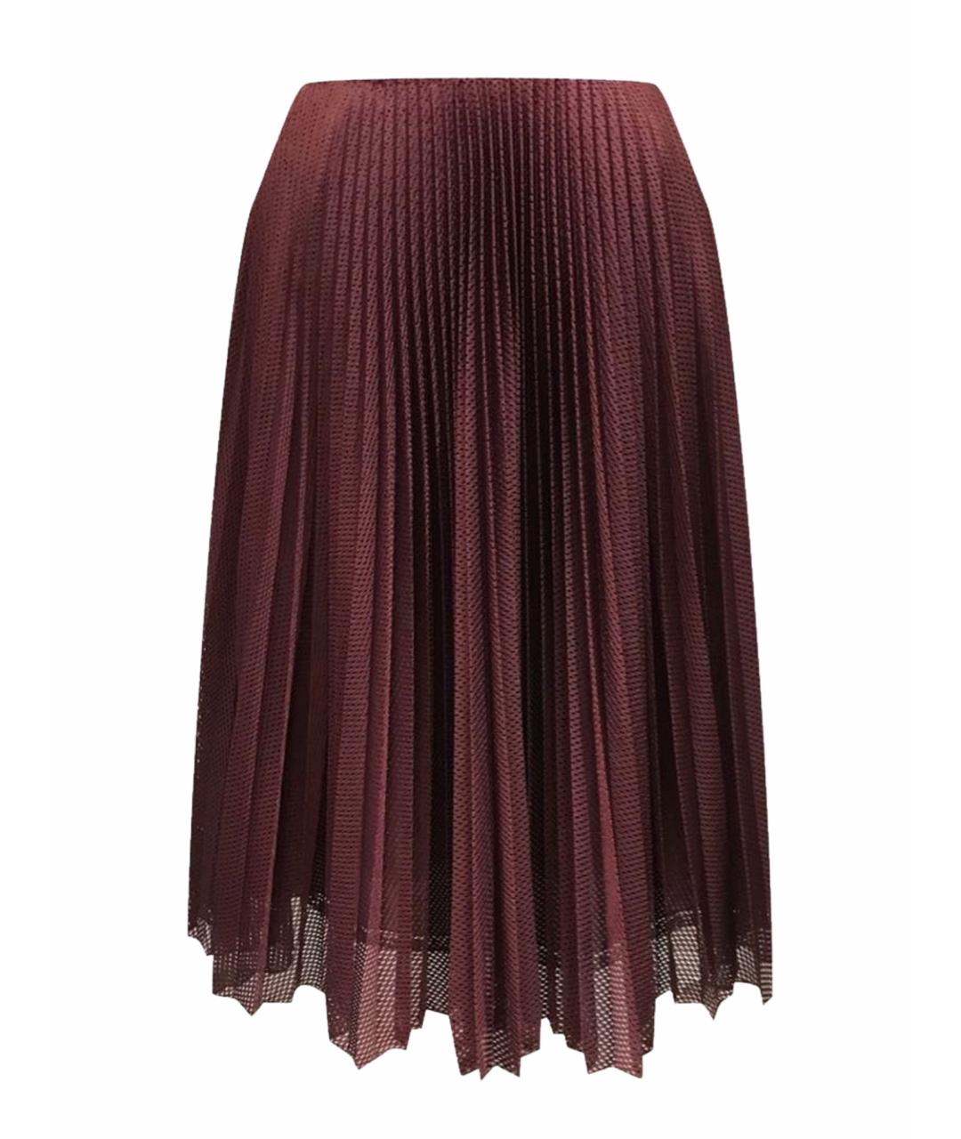 PRADA Бордовая шелковая юбка миди, фото 1