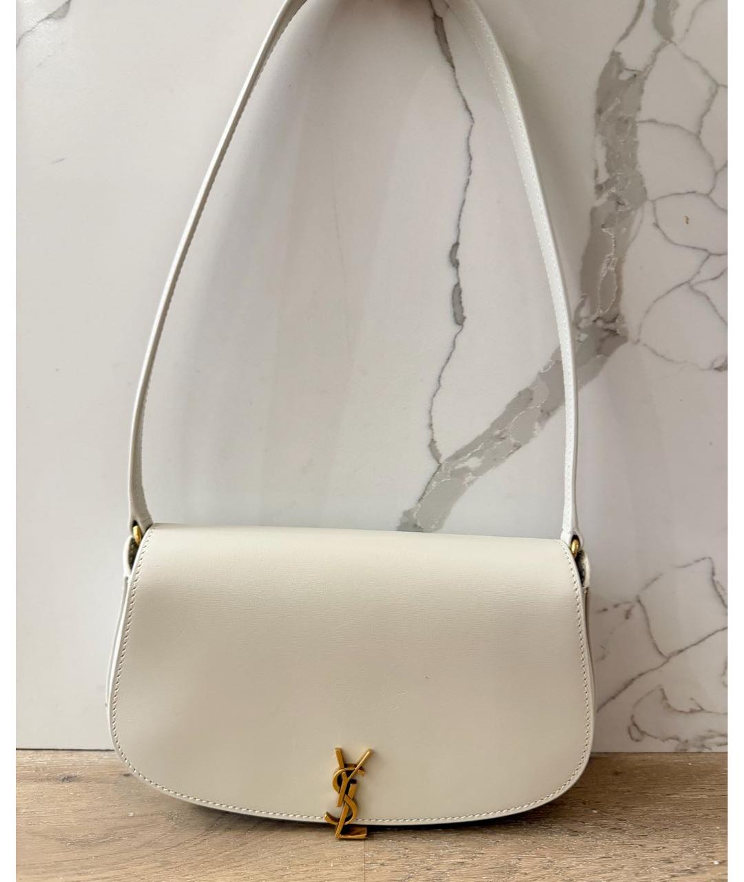 SAINT LAURENT Бежевая кожаная сумка через плечо, фото 5