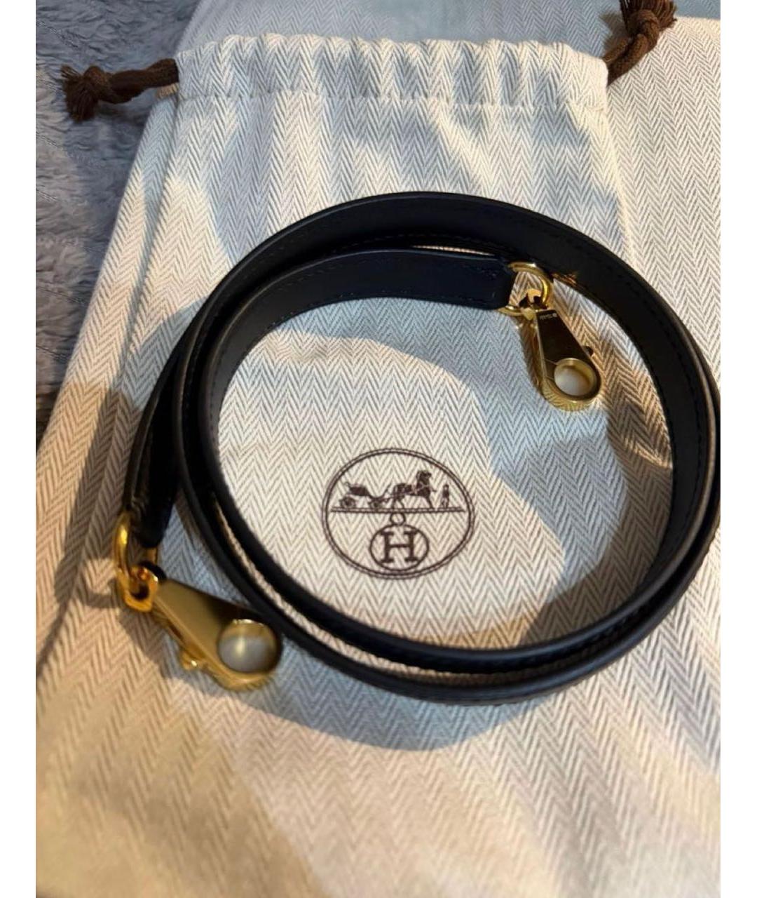 HERMES Черная кожаная сумка с короткими ручками, фото 6