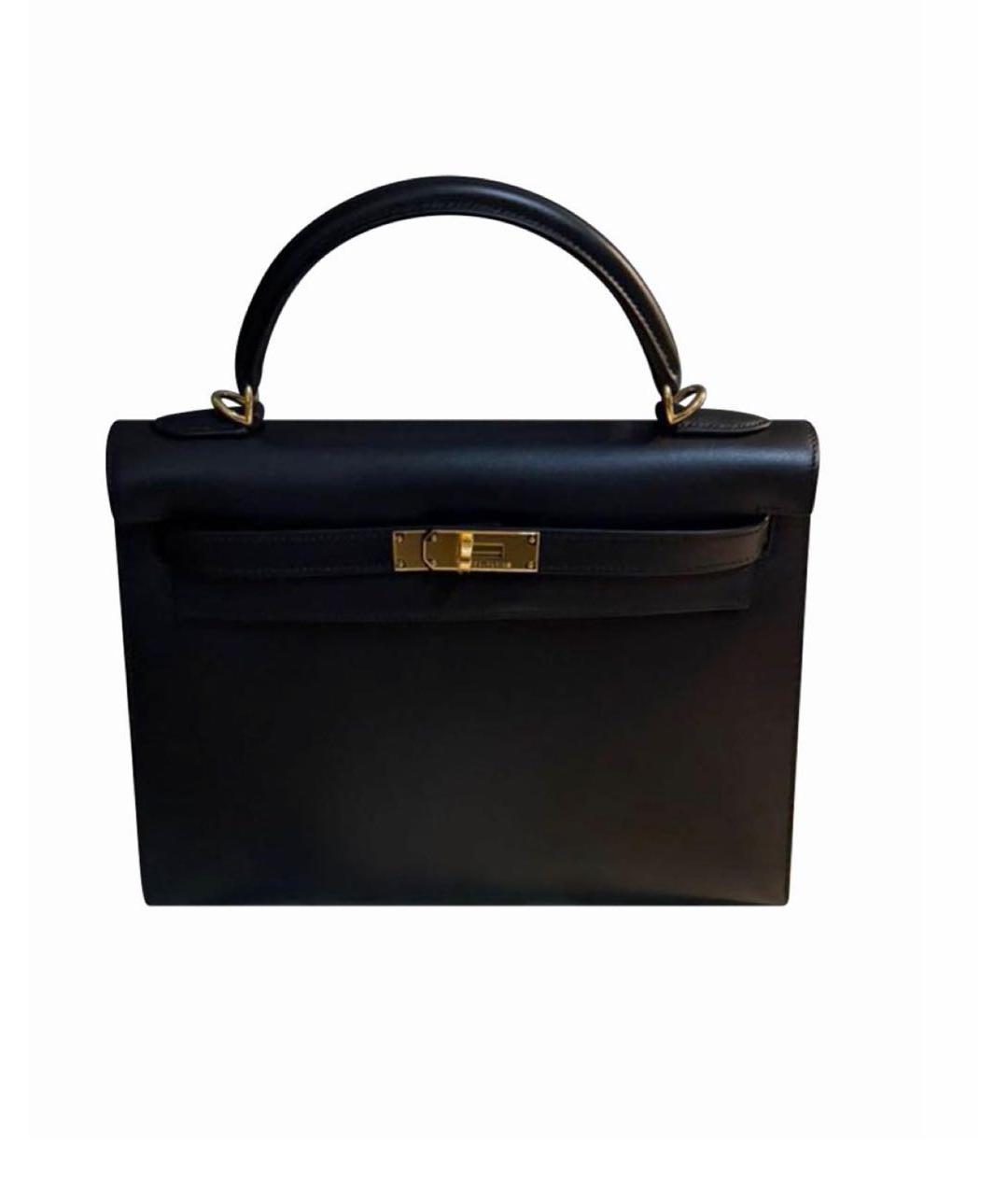 HERMES Черная кожаная сумка с короткими ручками, фото 8
