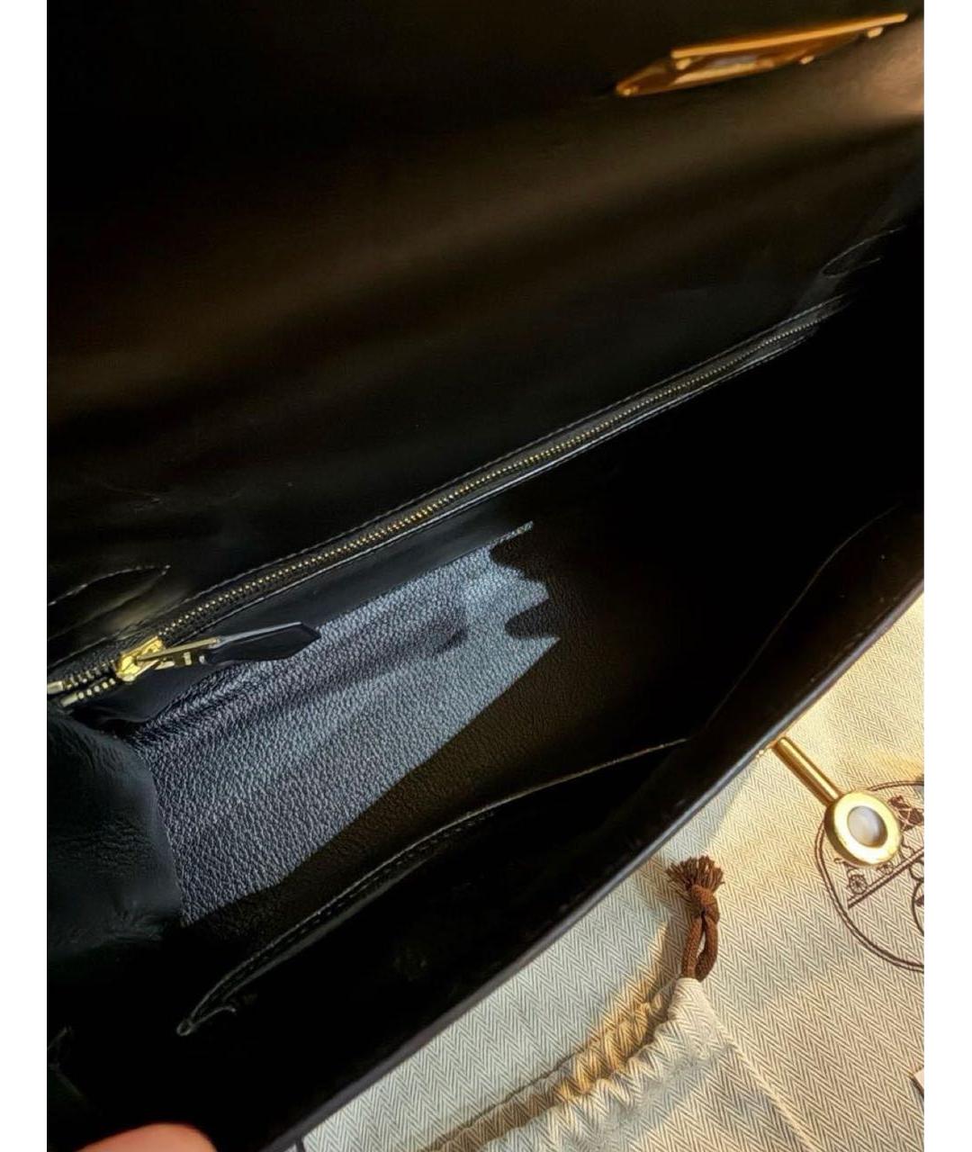 HERMES Черная кожаная сумка с короткими ручками, фото 5