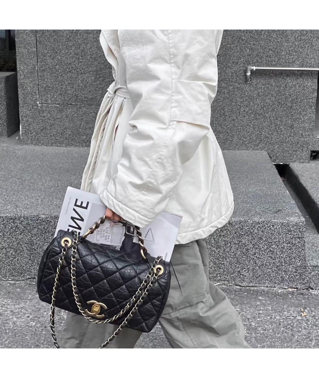 CHANEL Черная кожаная сумка через плечо, фото 8