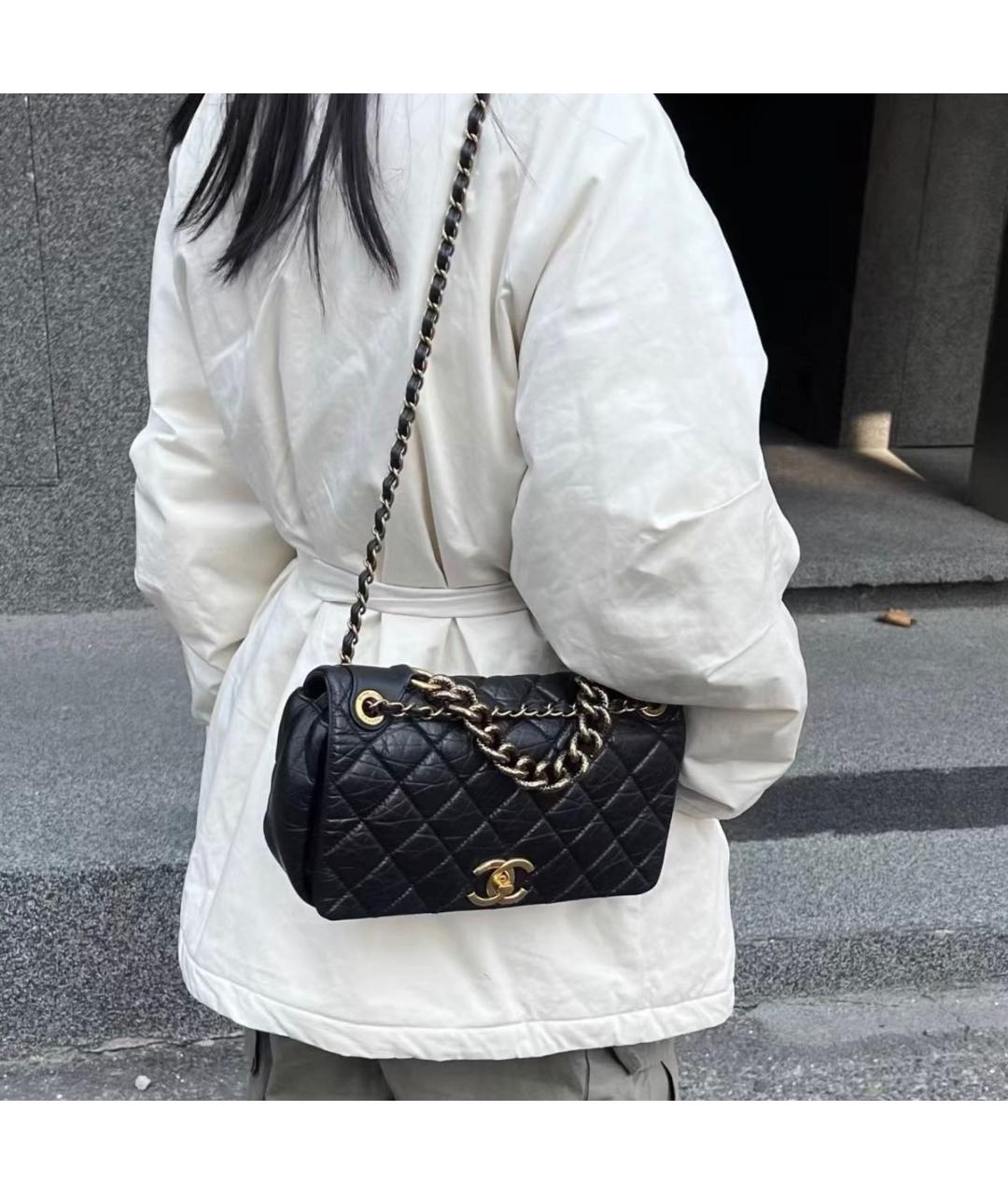 CHANEL Черная кожаная сумка через плечо, фото 5