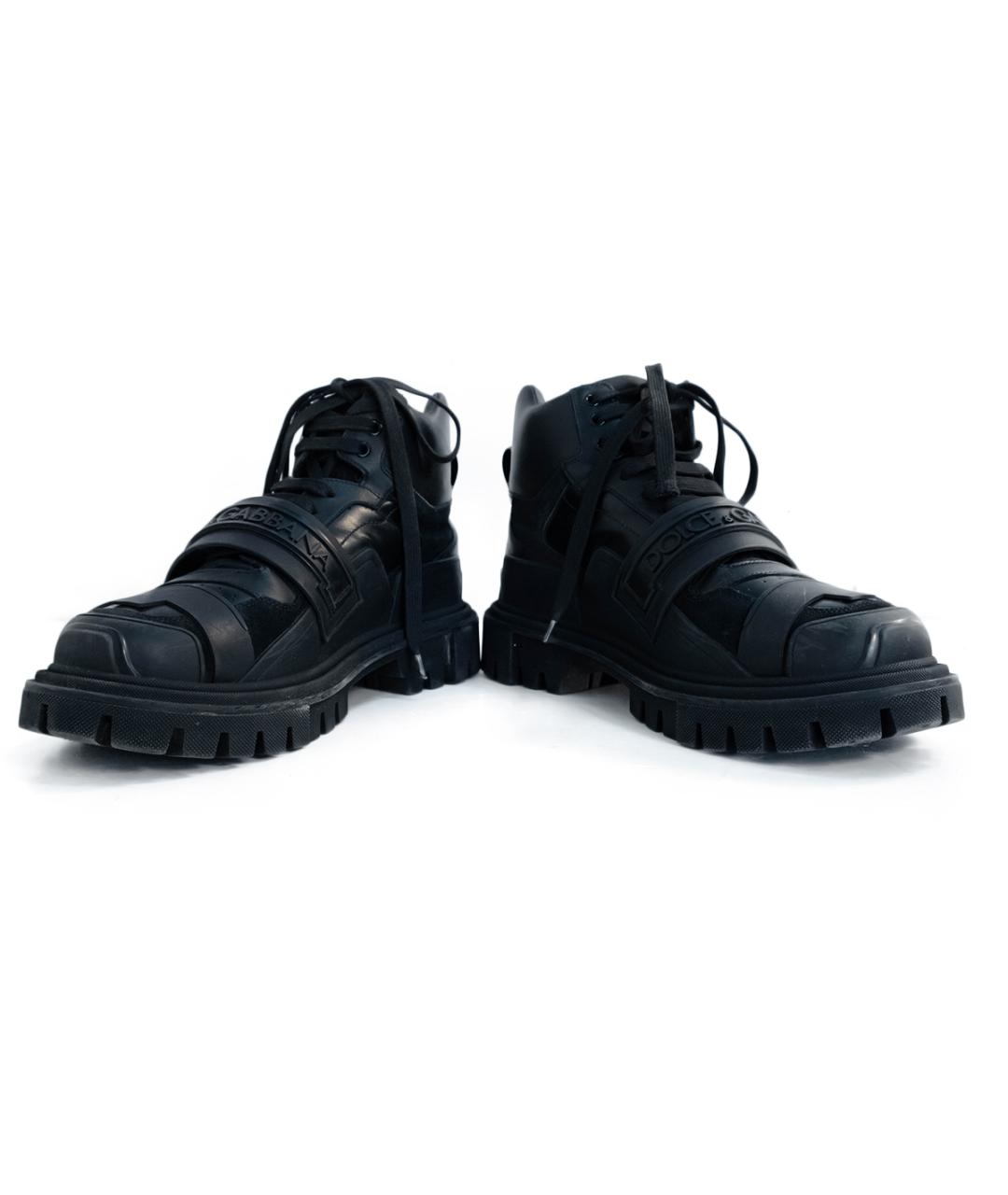 DOLCE&GABBANA Черные кожаные высокие кроссовки / кеды, фото 4