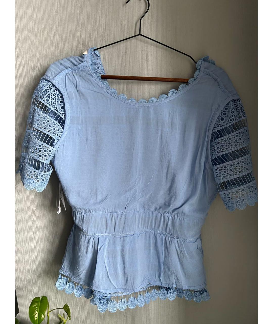 MAJE Голубая вискозная блузы, фото 8