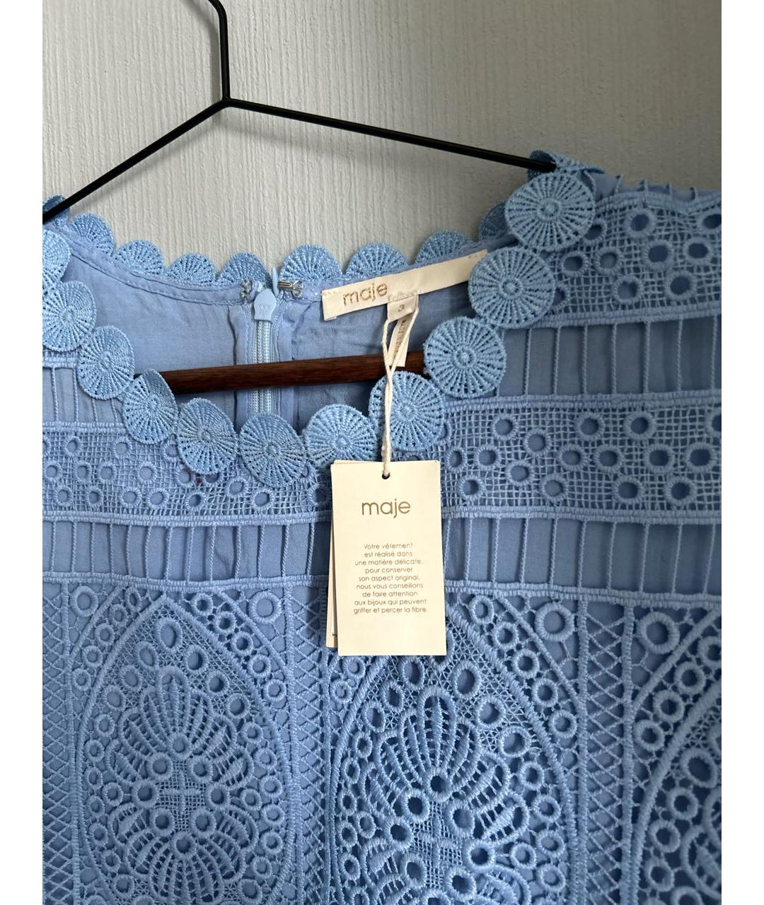 MAJE Голубая вискозная блузы, фото 3
