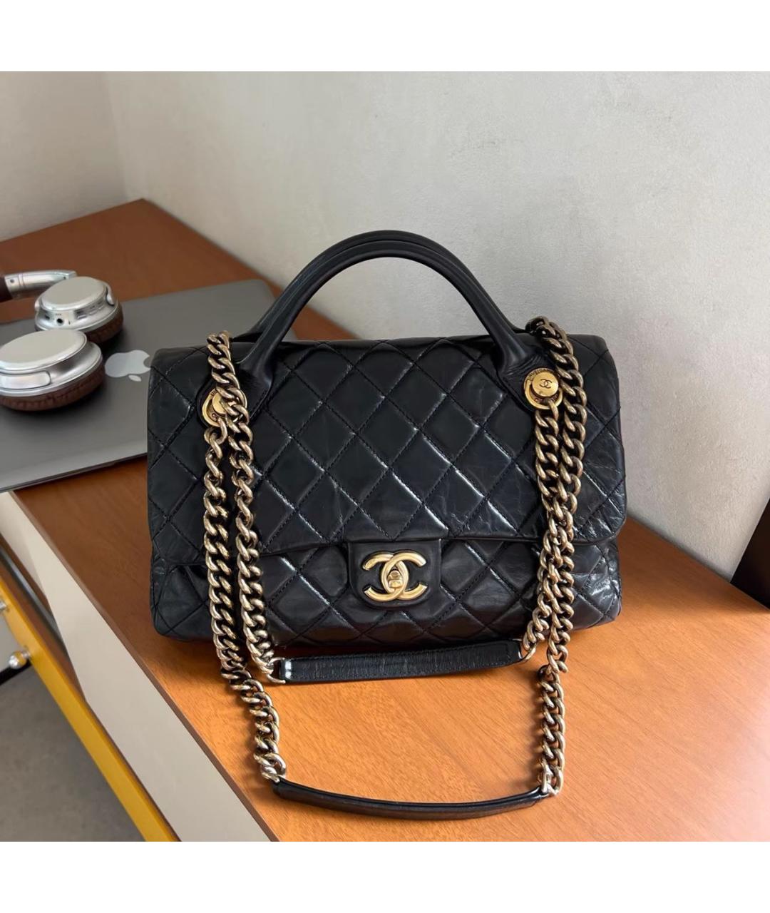 CHANEL Черная кожаная сумка через плечо, фото 9