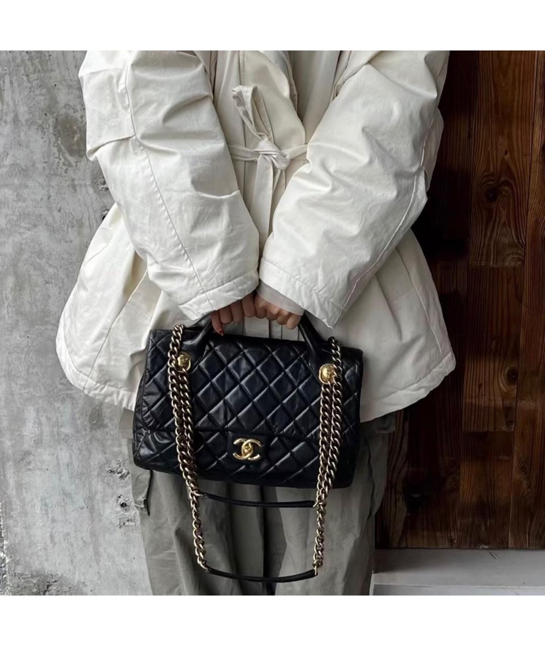 CHANEL Черная кожаная сумка через плечо, фото 5