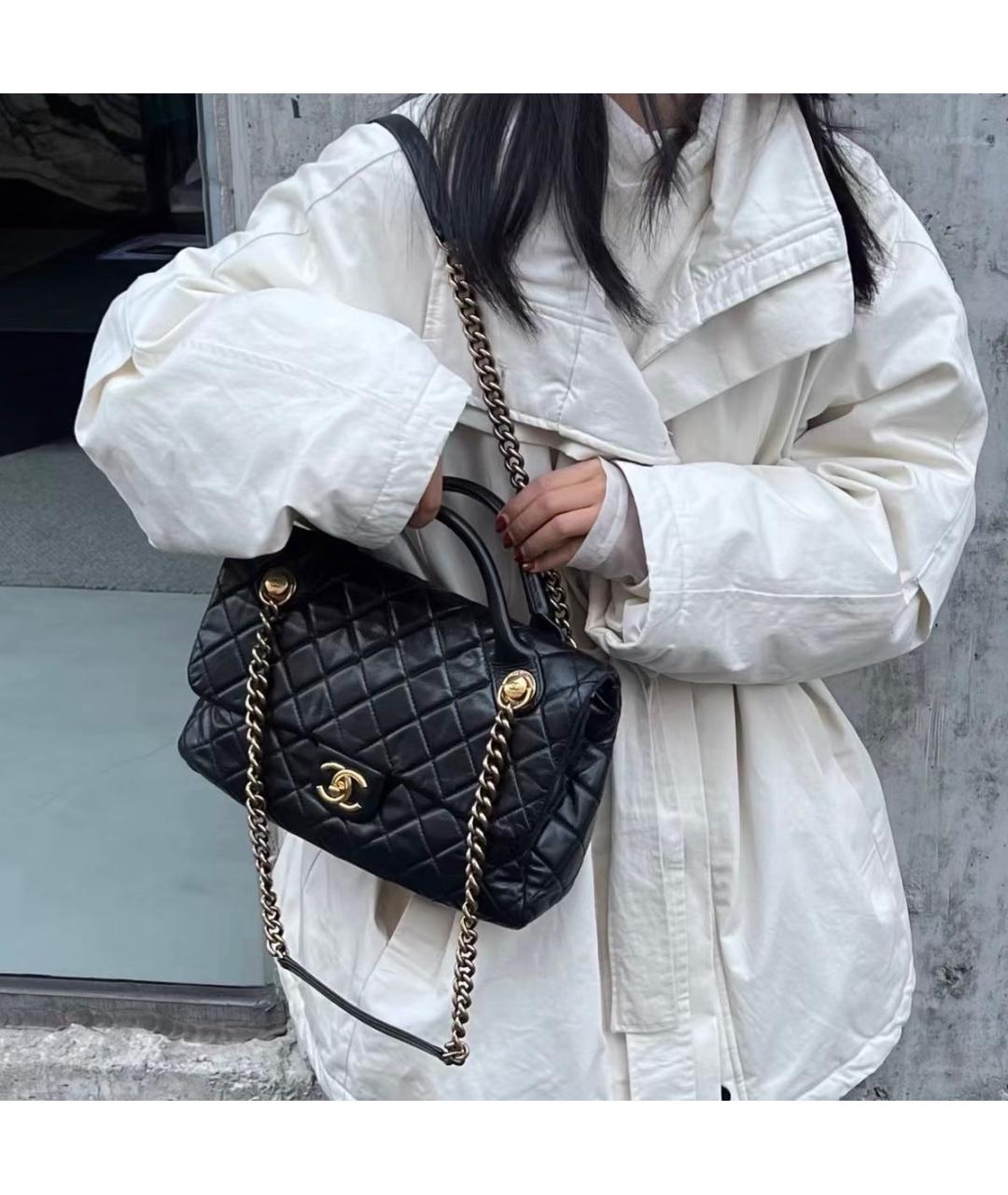 CHANEL Черная кожаная сумка через плечо, фото 8