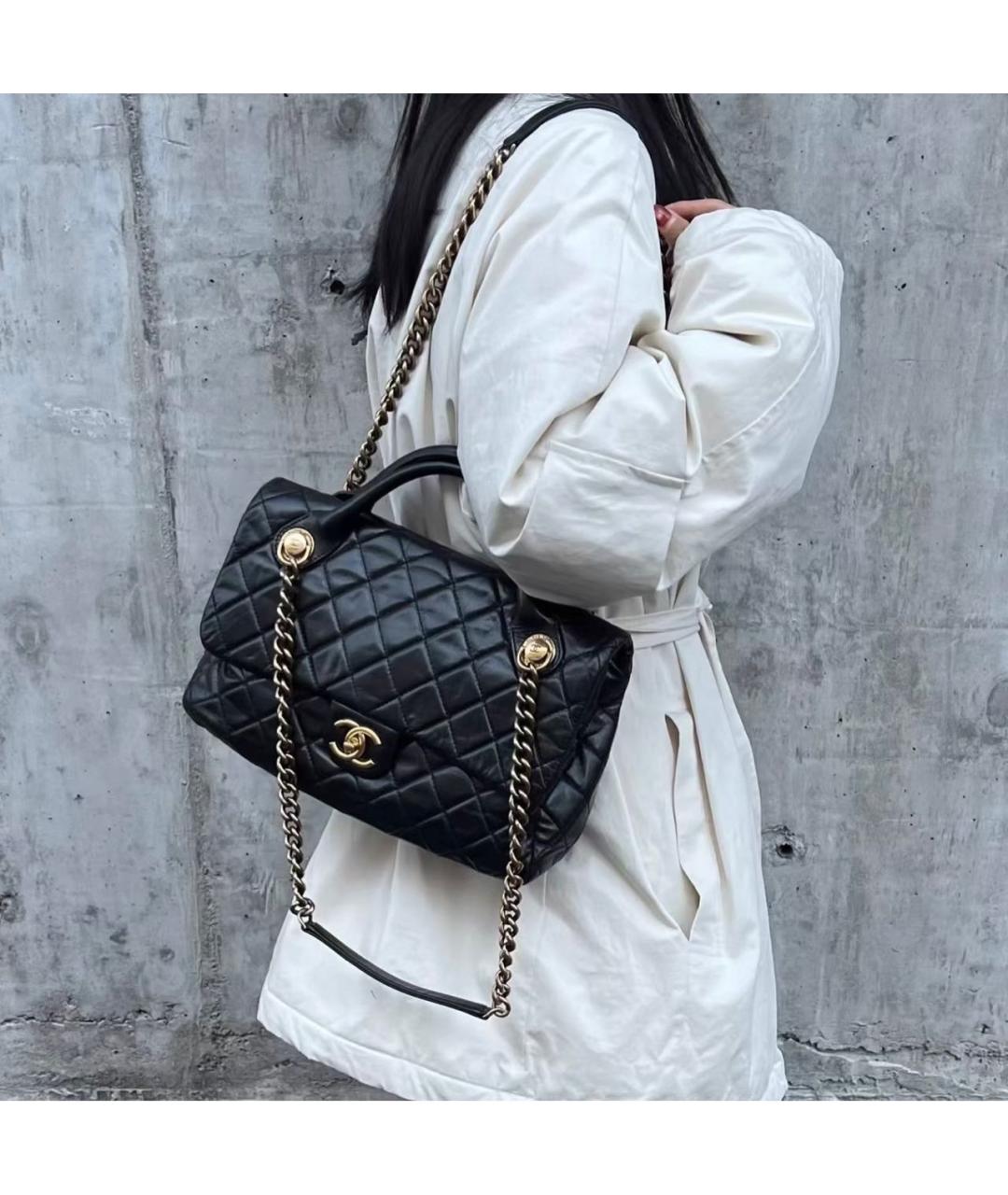 CHANEL Черная кожаная сумка через плечо, фото 7