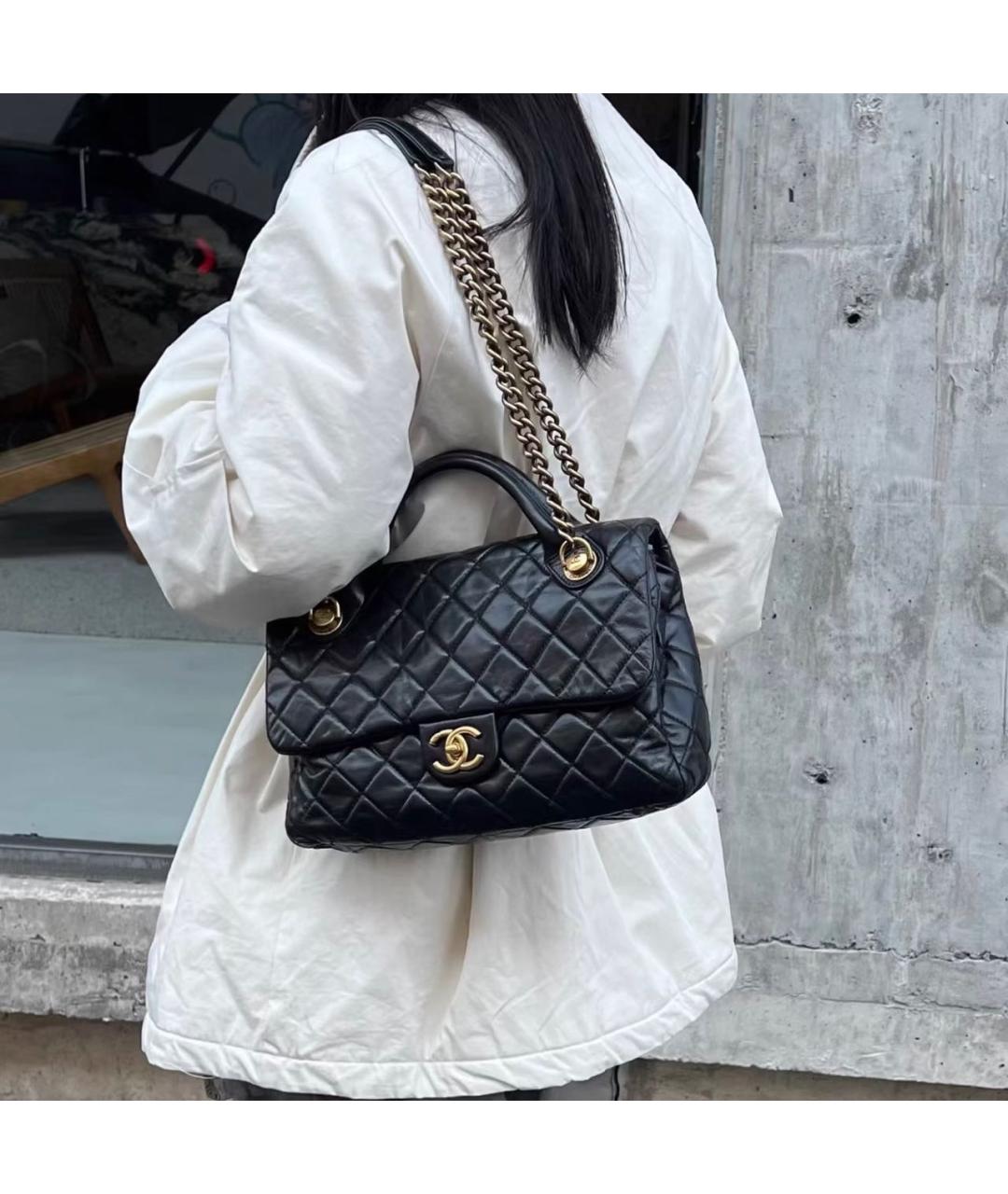 CHANEL Черная кожаная сумка через плечо, фото 6