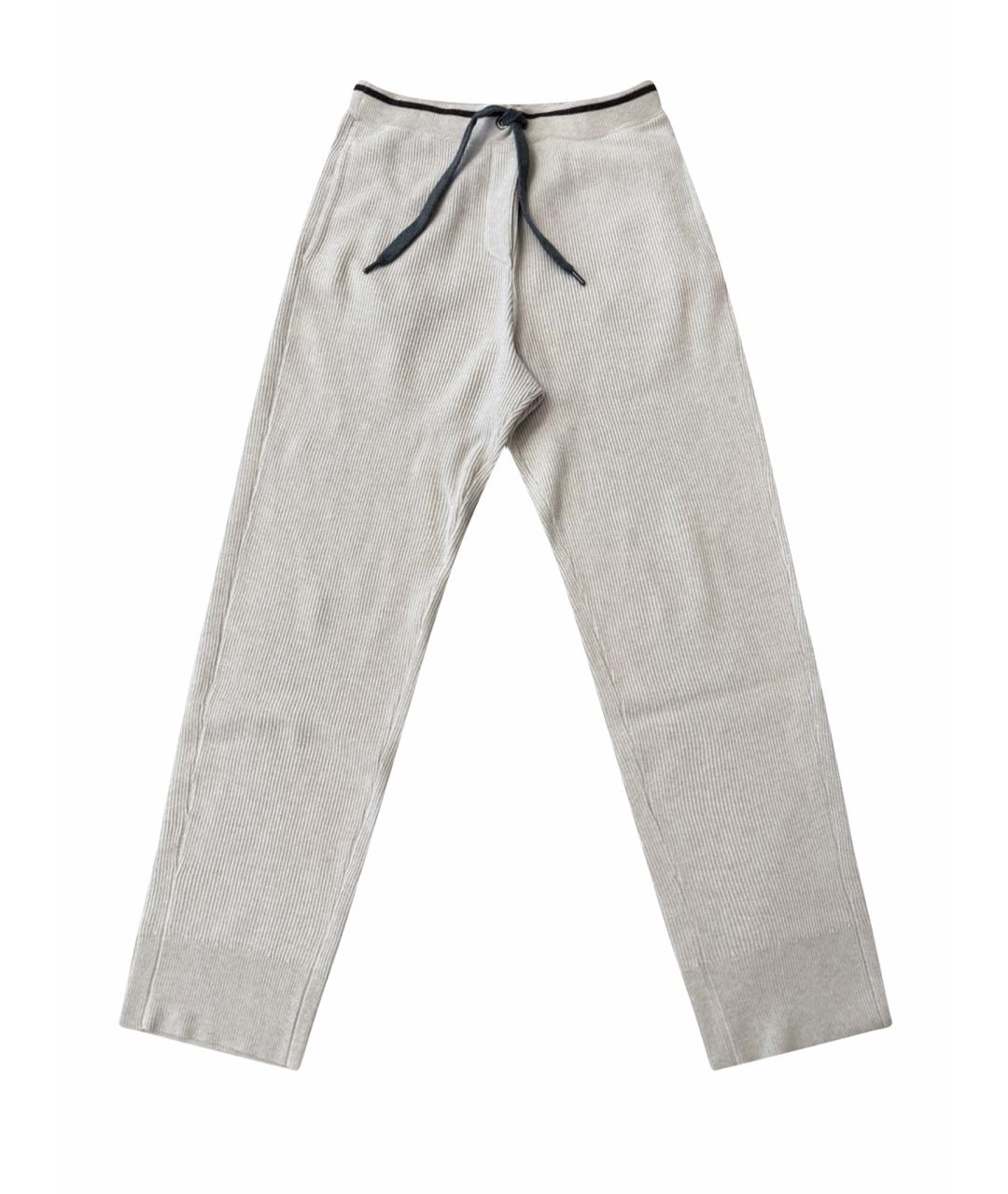 BRUNELLO CUCINELLI Бежевые кашемировые брюки широкие, фото 5