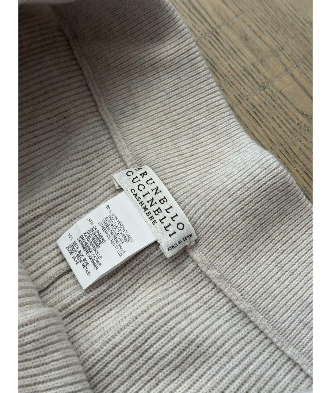 BRUNELLO CUCINELLI Бежевые кашемировые брюки широкие, фото 4