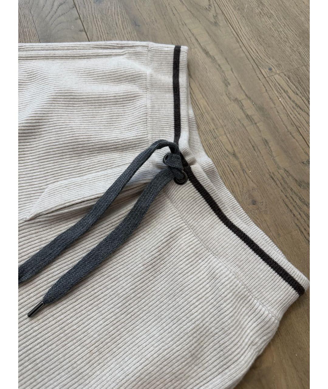 BRUNELLO CUCINELLI Бежевые кашемировые брюки широкие, фото 3