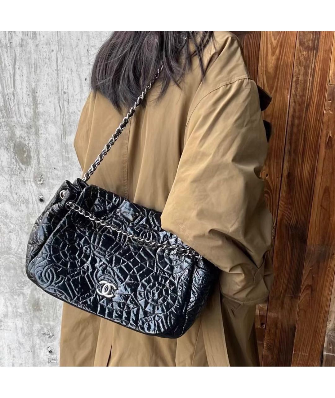 CHANEL Черная кожаная сумка через плечо, фото 8