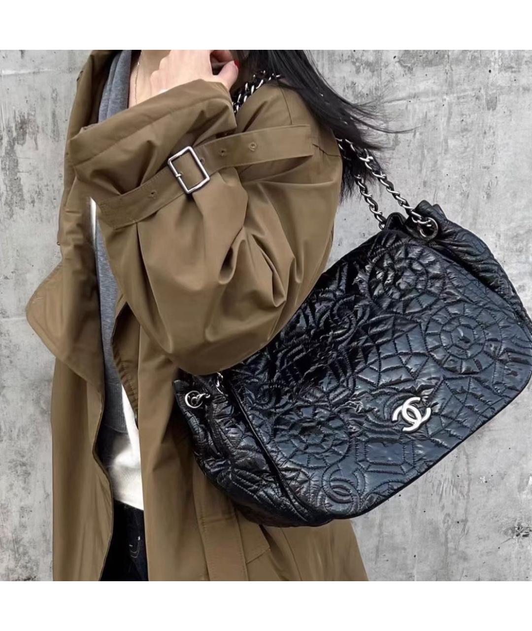 CHANEL Черная кожаная сумка через плечо, фото 7