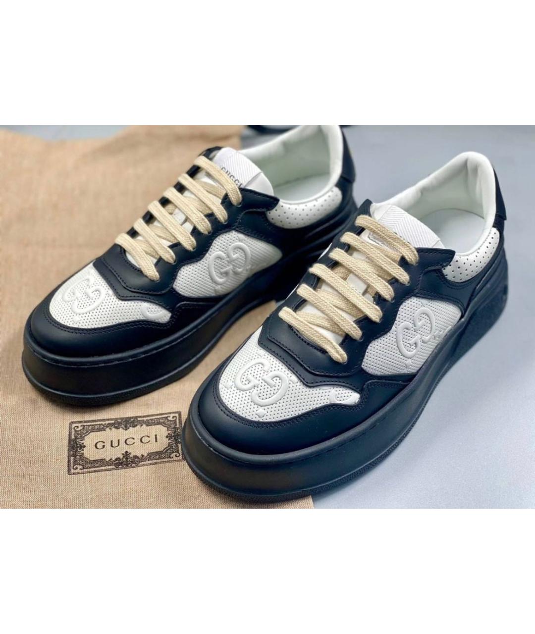 GUCCI Черные кожаные кеды, фото 2