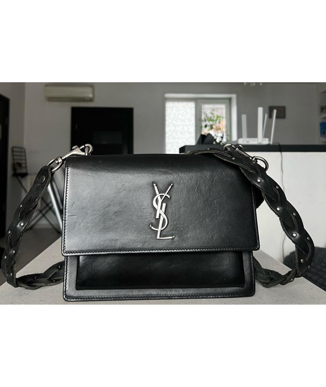 SAINT LAURENT Черная кожаная сумка через плечо, фото 5