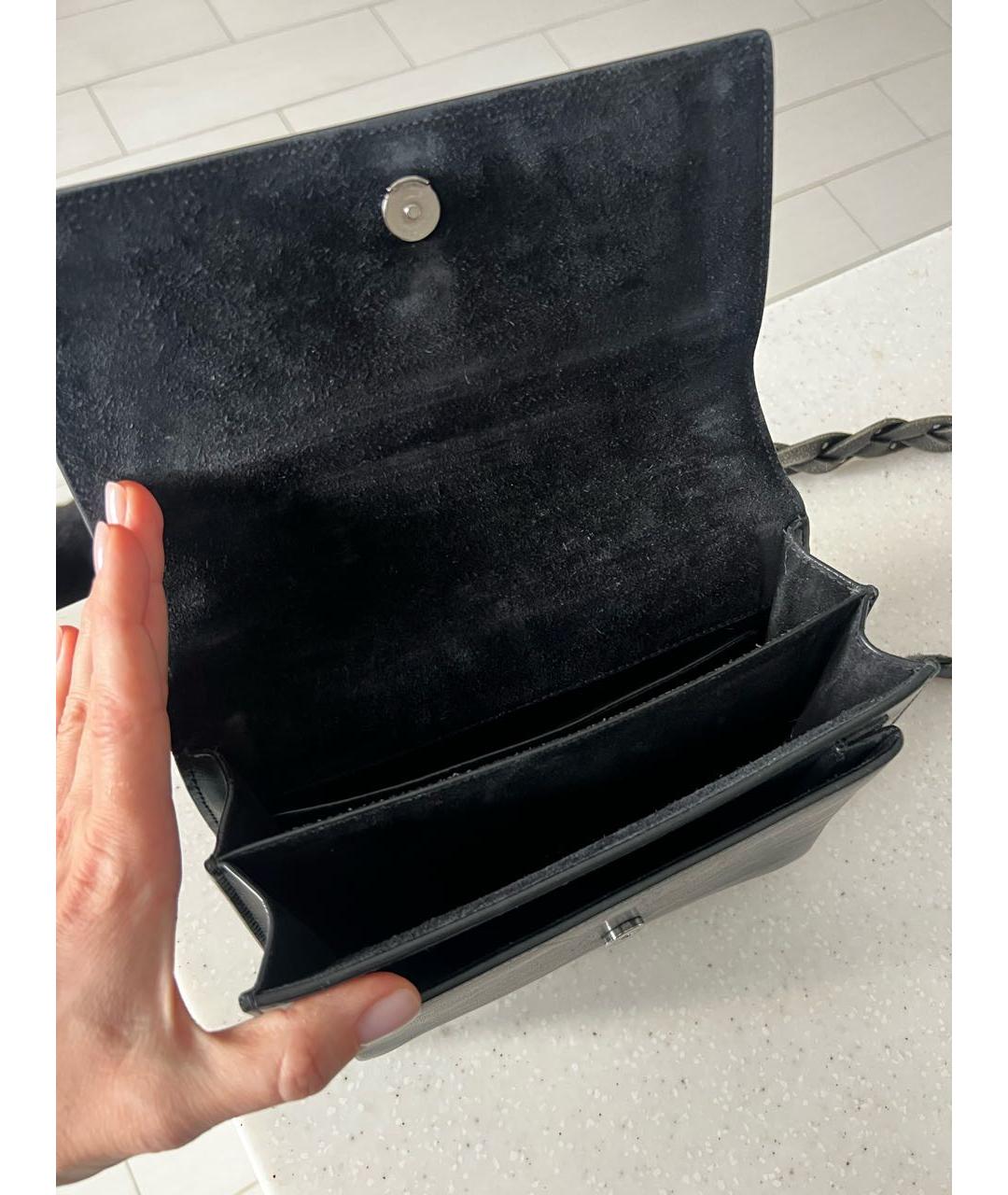 SAINT LAURENT Черная кожаная сумка через плечо, фото 4