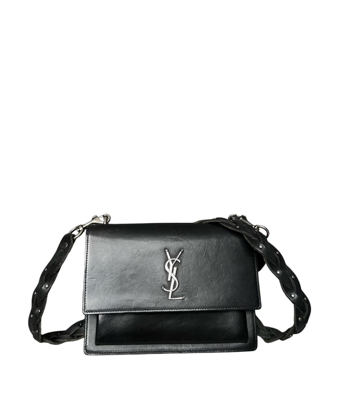 SAINT LAURENT Черная кожаная сумка через плечо, фото 1