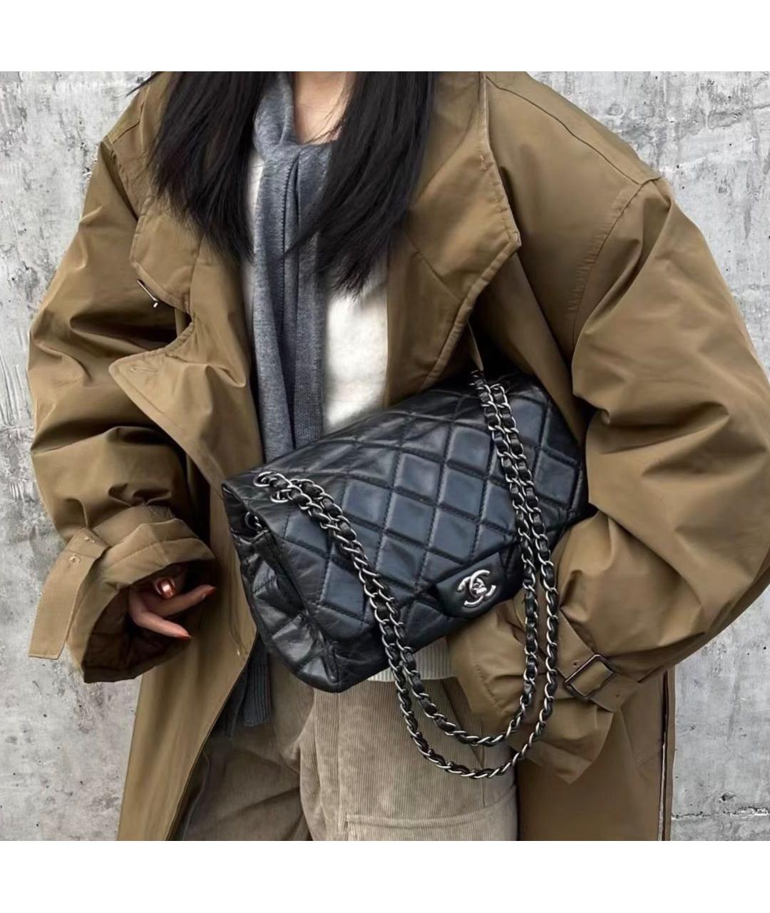 CHANEL Черная кожаная сумка через плечо, фото 5