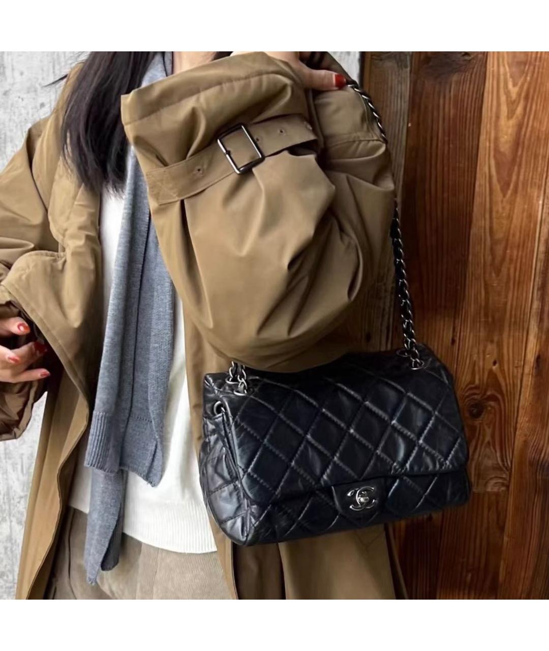 CHANEL Черная кожаная сумка через плечо, фото 8