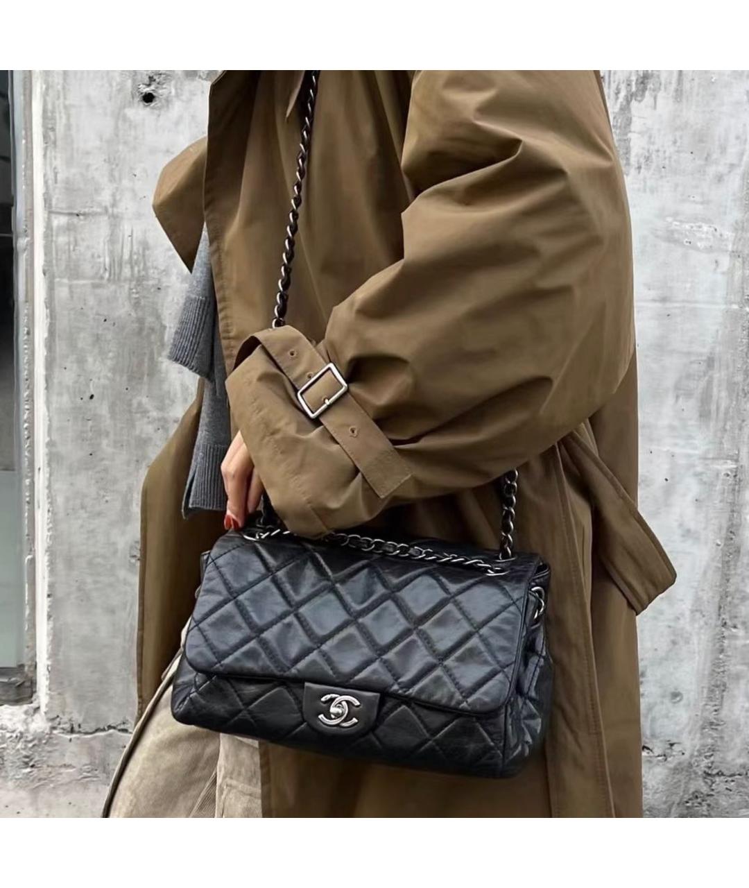 CHANEL Черная кожаная сумка через плечо, фото 6