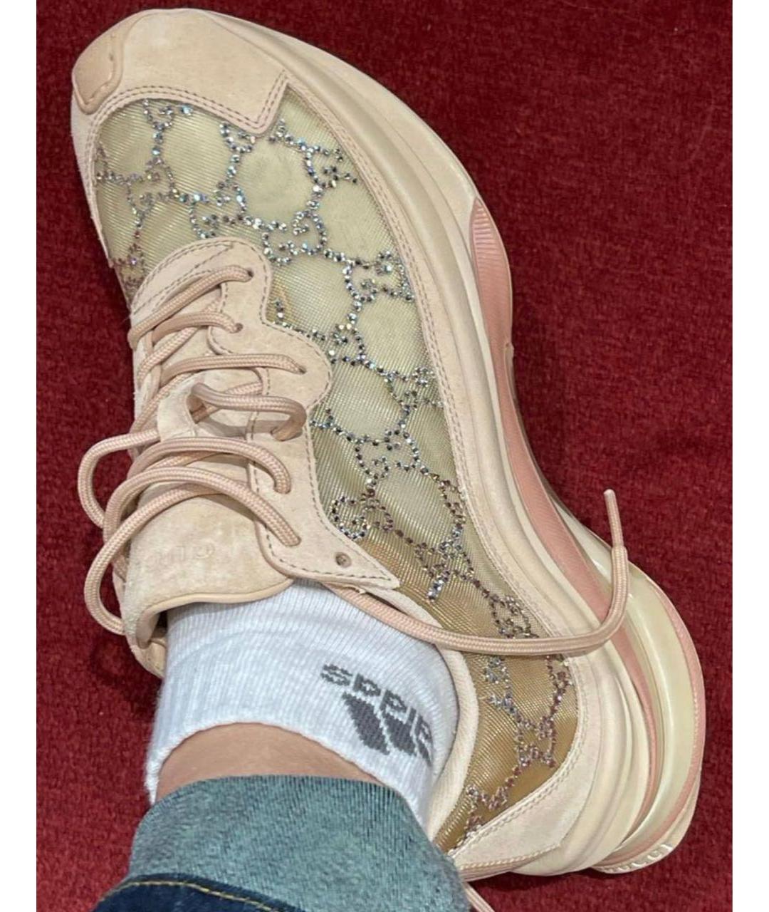 GUCCI Бежевые кожаные кеды, фото 4