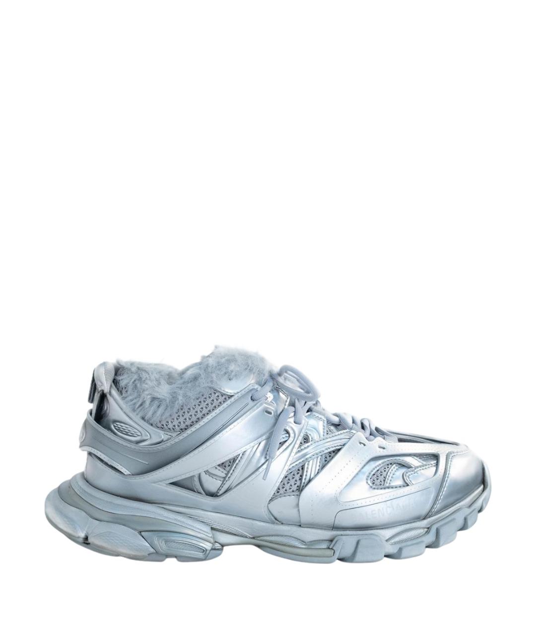 BALENCIAGA Серебряные кожаные низкие кроссовки / кеды, фото 1