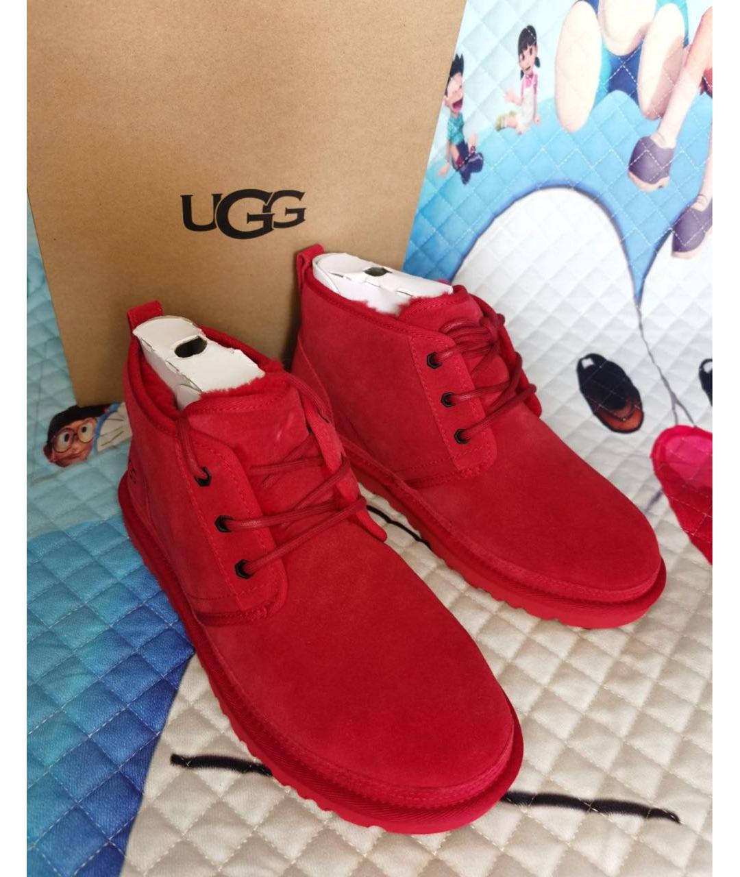 UGG AUSTRALIA Красные нубуковые ботинки, фото 3