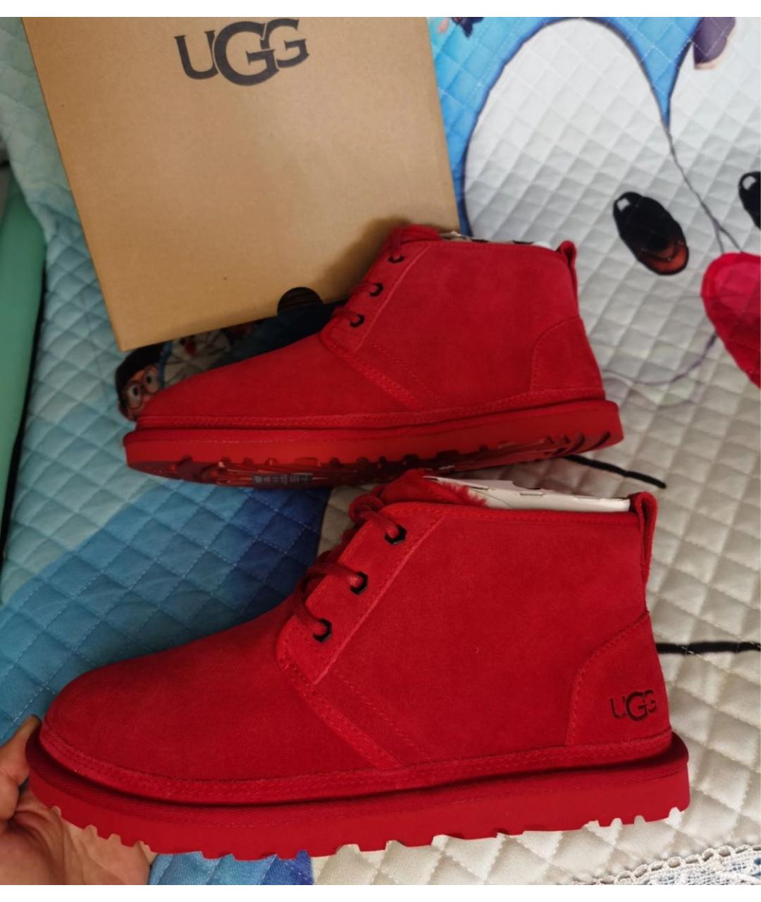 UGG AUSTRALIA Красные нубуковые ботинки, фото 7
