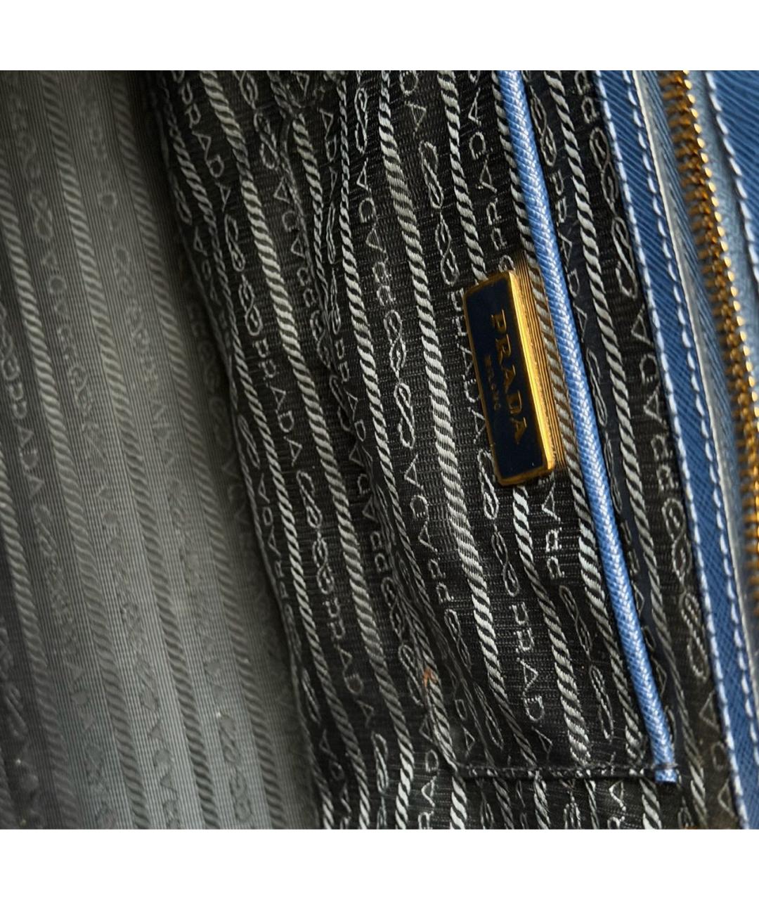 PRADA Темно-синяя кожаная сумка с короткими ручками, фото 8