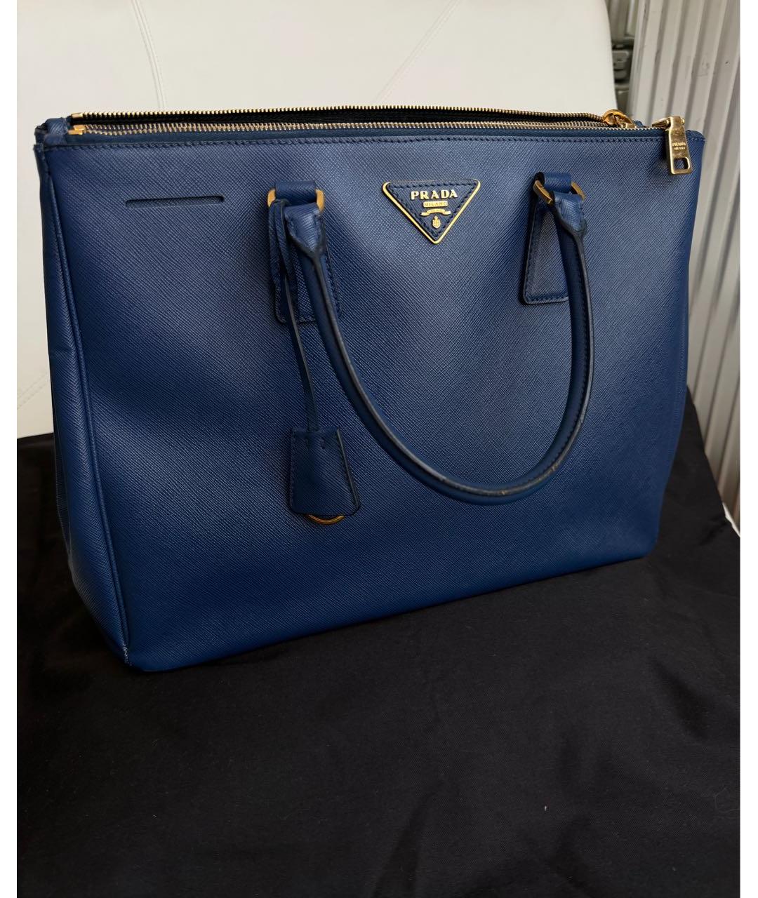 PRADA Темно-синяя кожаная сумка с короткими ручками, фото 9