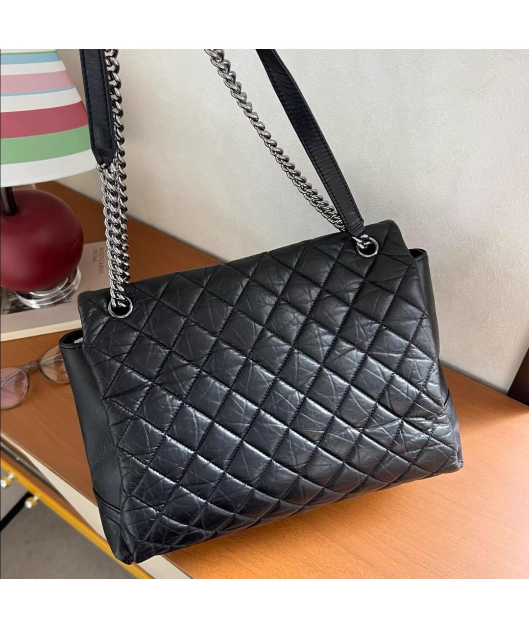 CHANEL Черная кожаная сумка тоут, фото 5