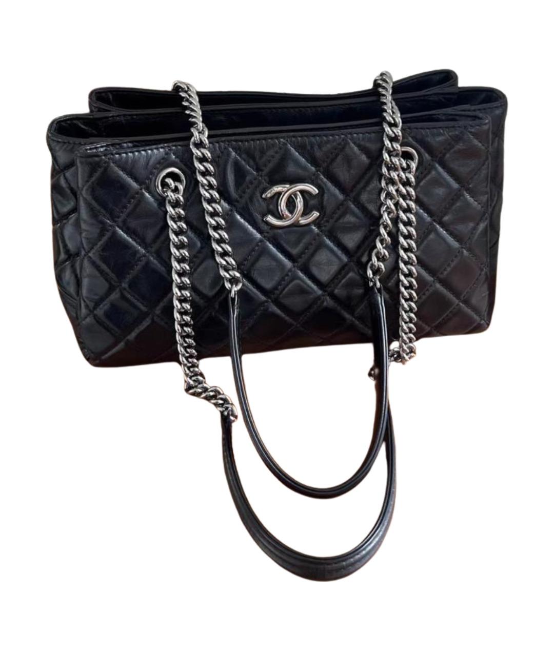 CHANEL Черная кожаная сумка тоут, фото 1