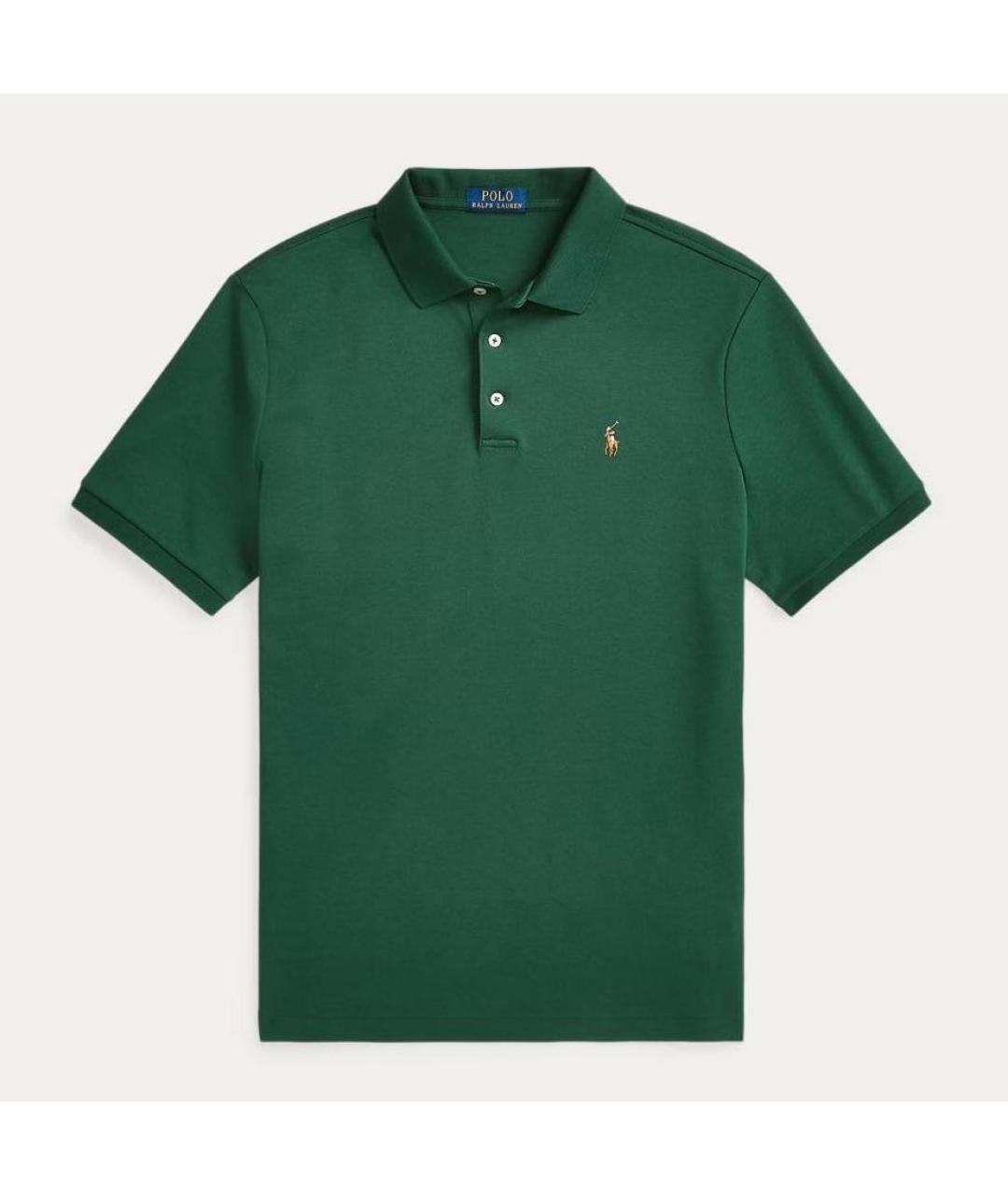 POLO RALPH LAUREN Зеленые хлопковое поло с коротким рукавом, фото 7