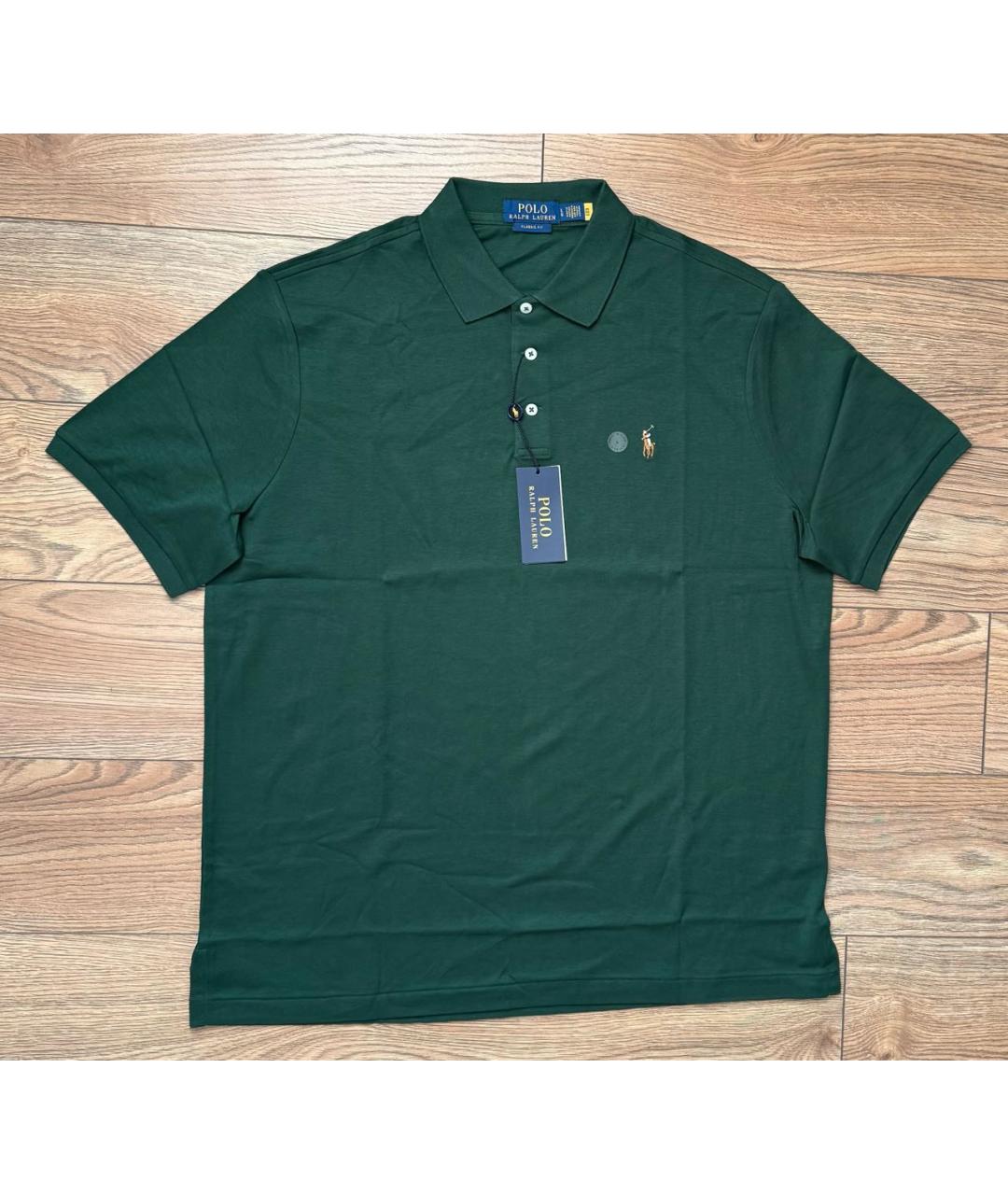 POLO RALPH LAUREN Зеленые хлопковое поло с коротким рукавом, фото 6