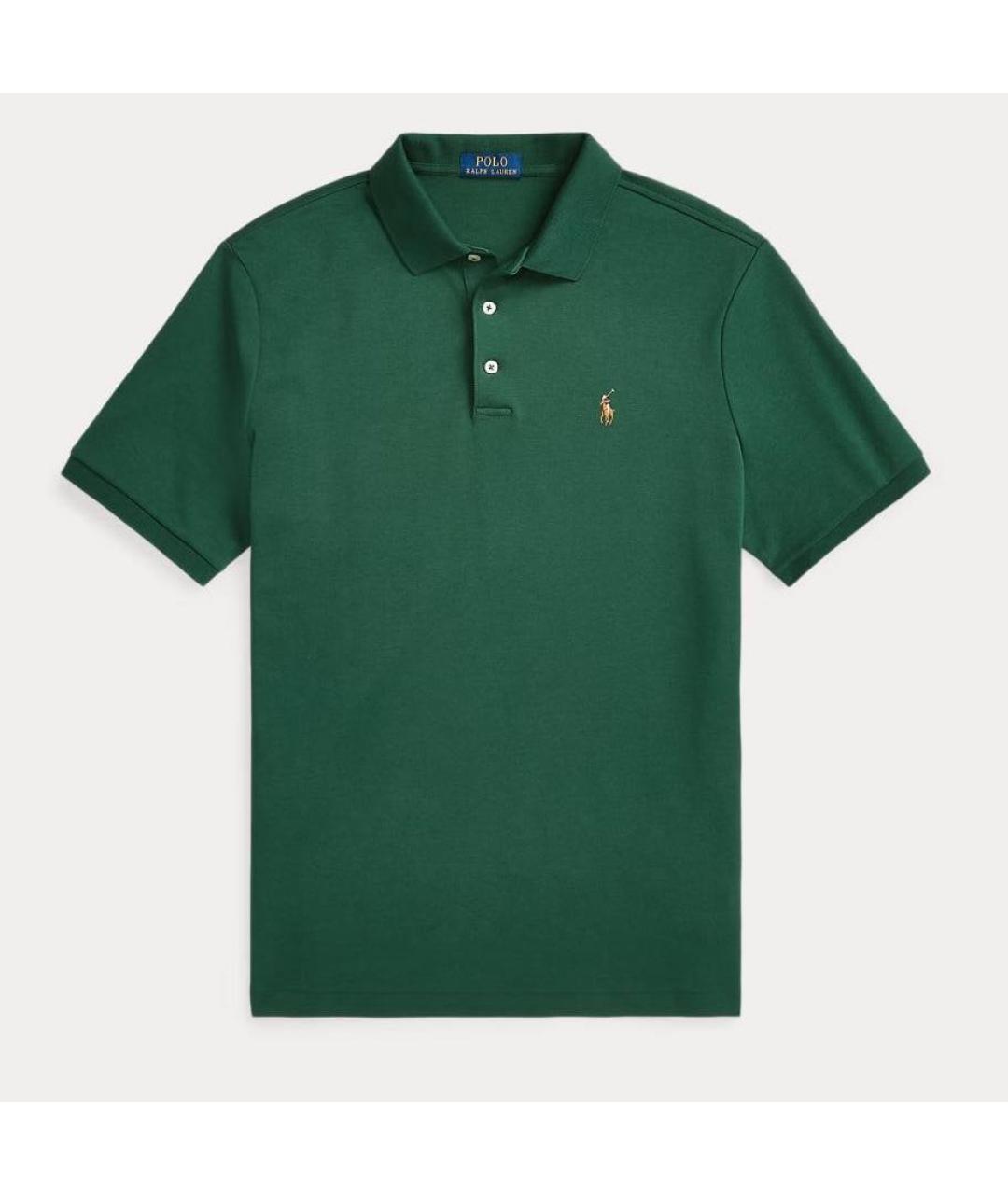 POLO RALPH LAUREN Зеленые хлопковое поло с коротким рукавом, фото 7