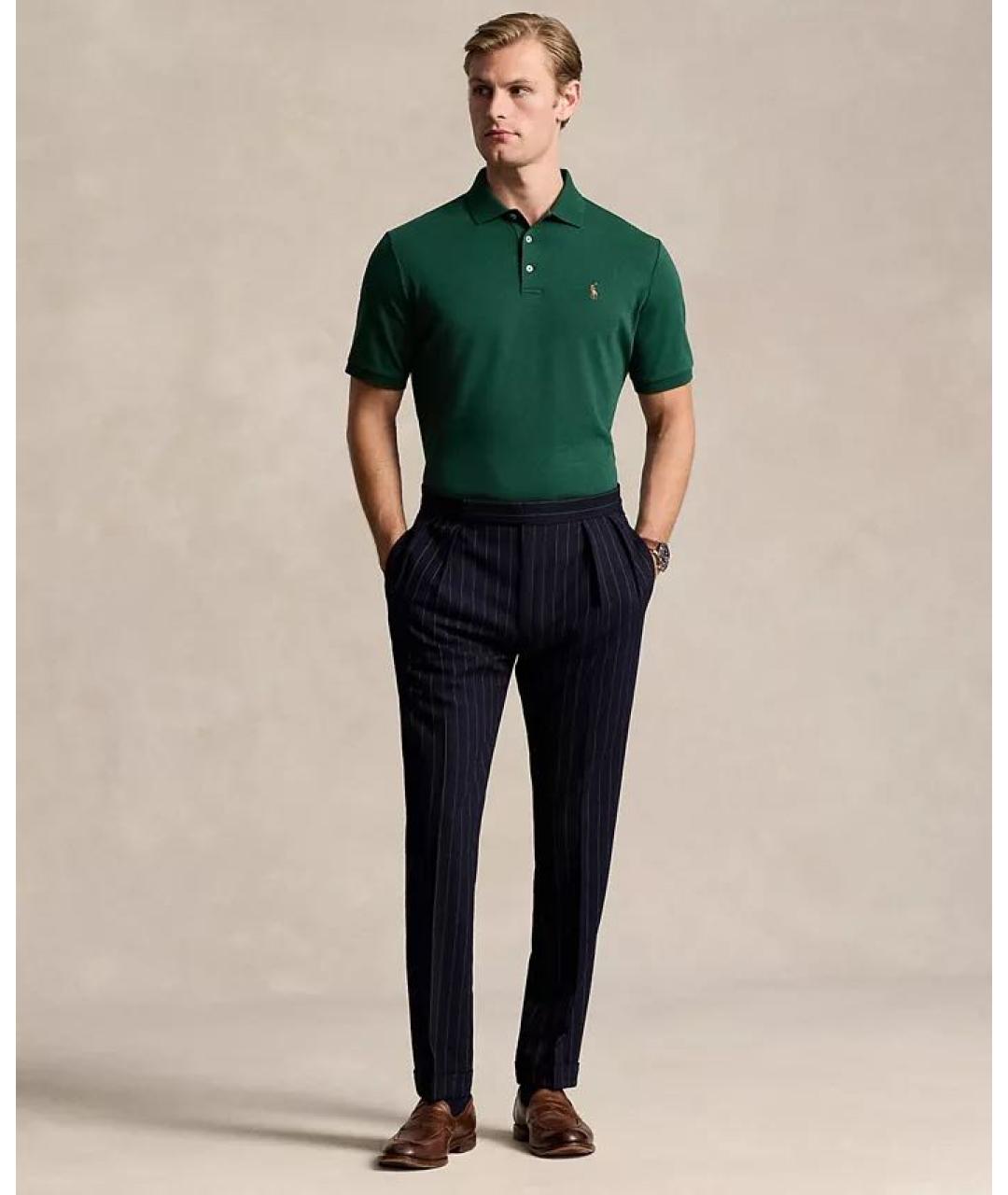 POLO RALPH LAUREN Зеленые хлопковое поло с коротким рукавом, фото 2