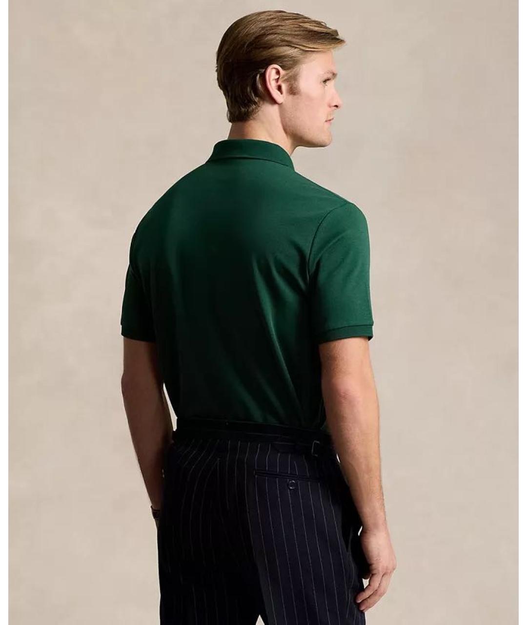POLO RALPH LAUREN Зеленые хлопковое поло с коротким рукавом, фото 5