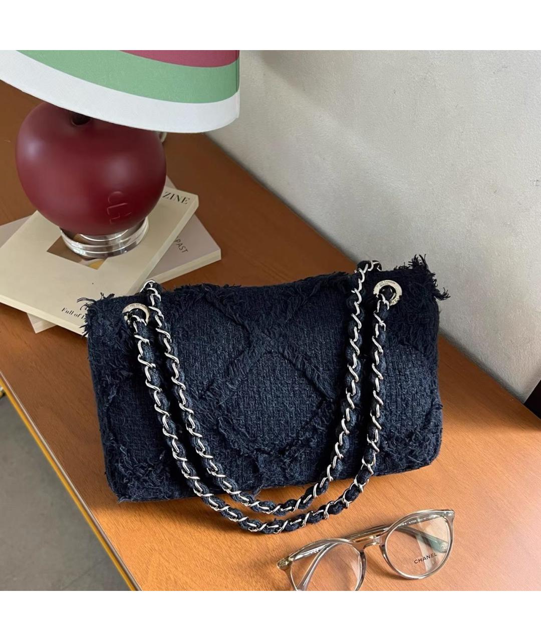 CHANEL Темно-синяя тканевая сумка через плечо, фото 2