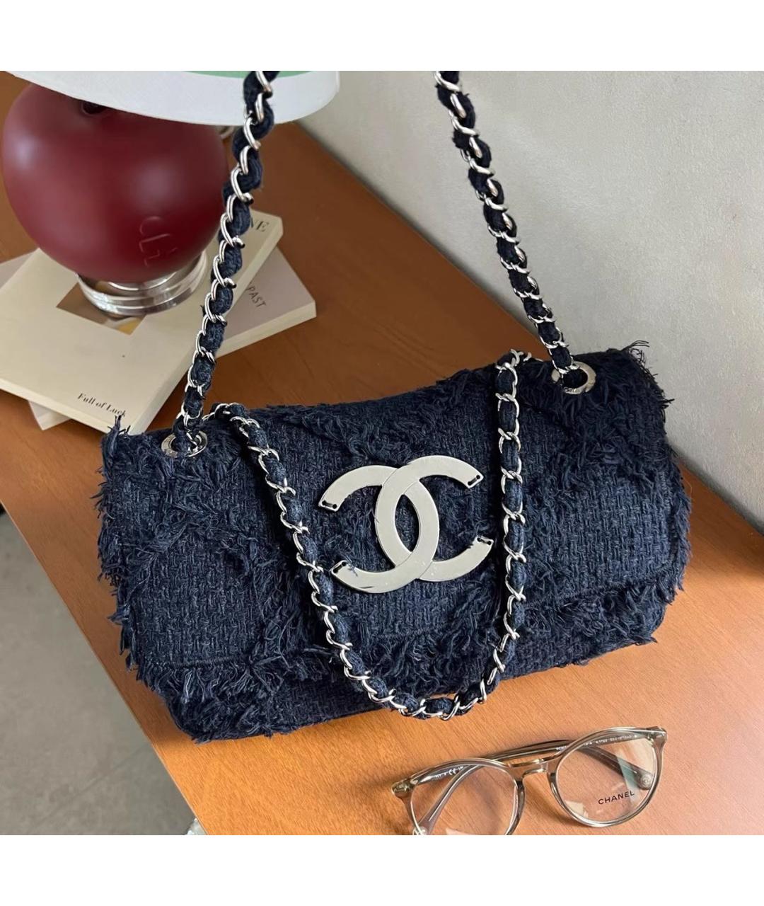 CHANEL Темно-синяя тканевая сумка через плечо, фото 3