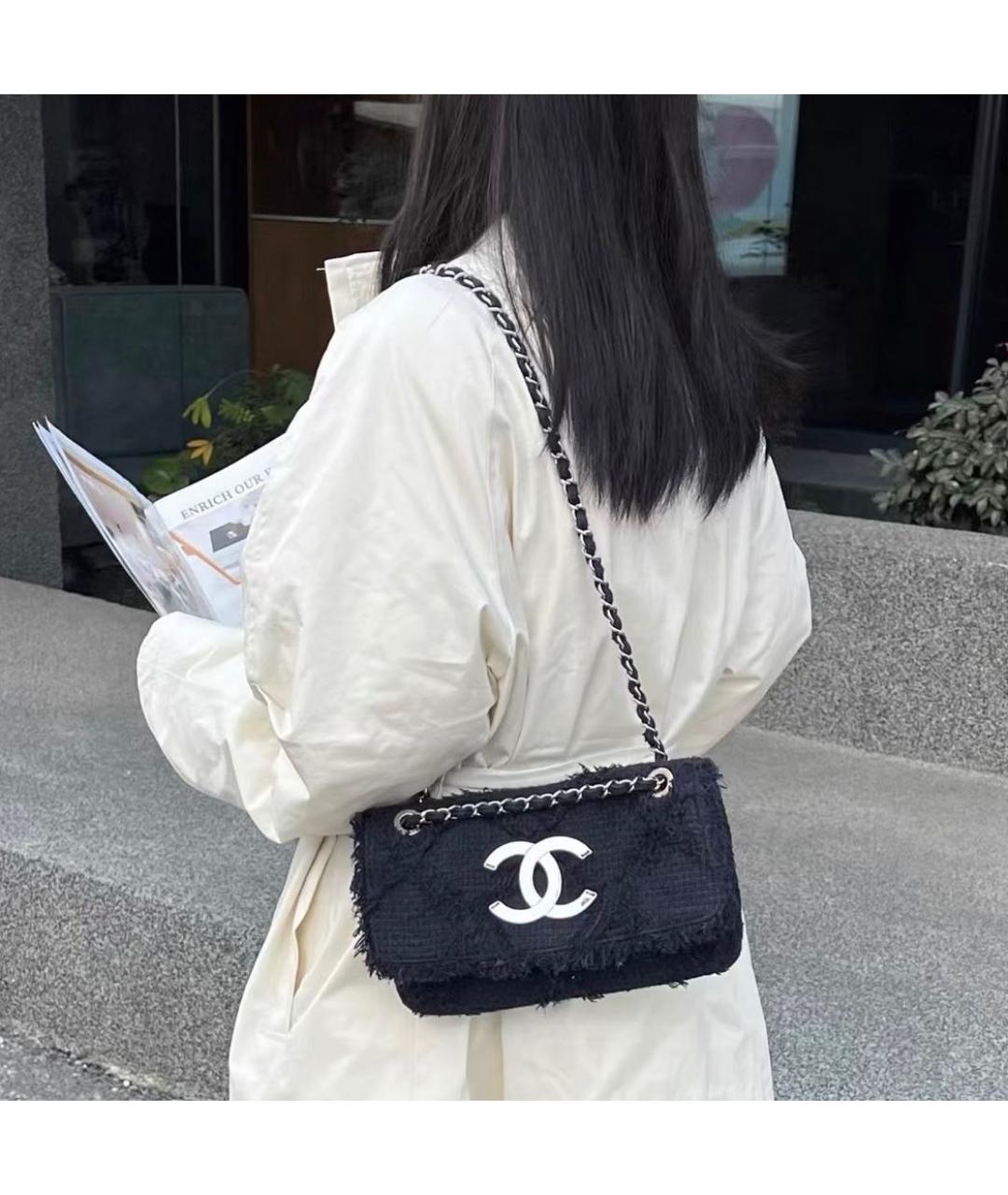 CHANEL Темно-синяя тканевая сумка через плечо, фото 8