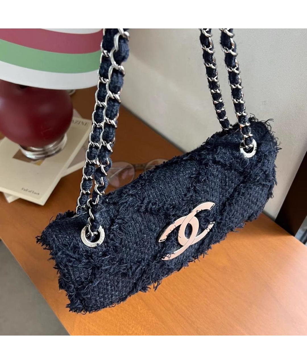 CHANEL Темно-синяя тканевая сумка через плечо, фото 4